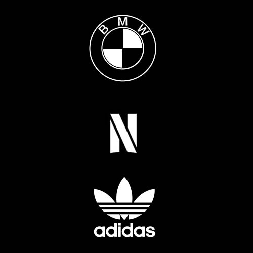 logos blancs sur fond noir